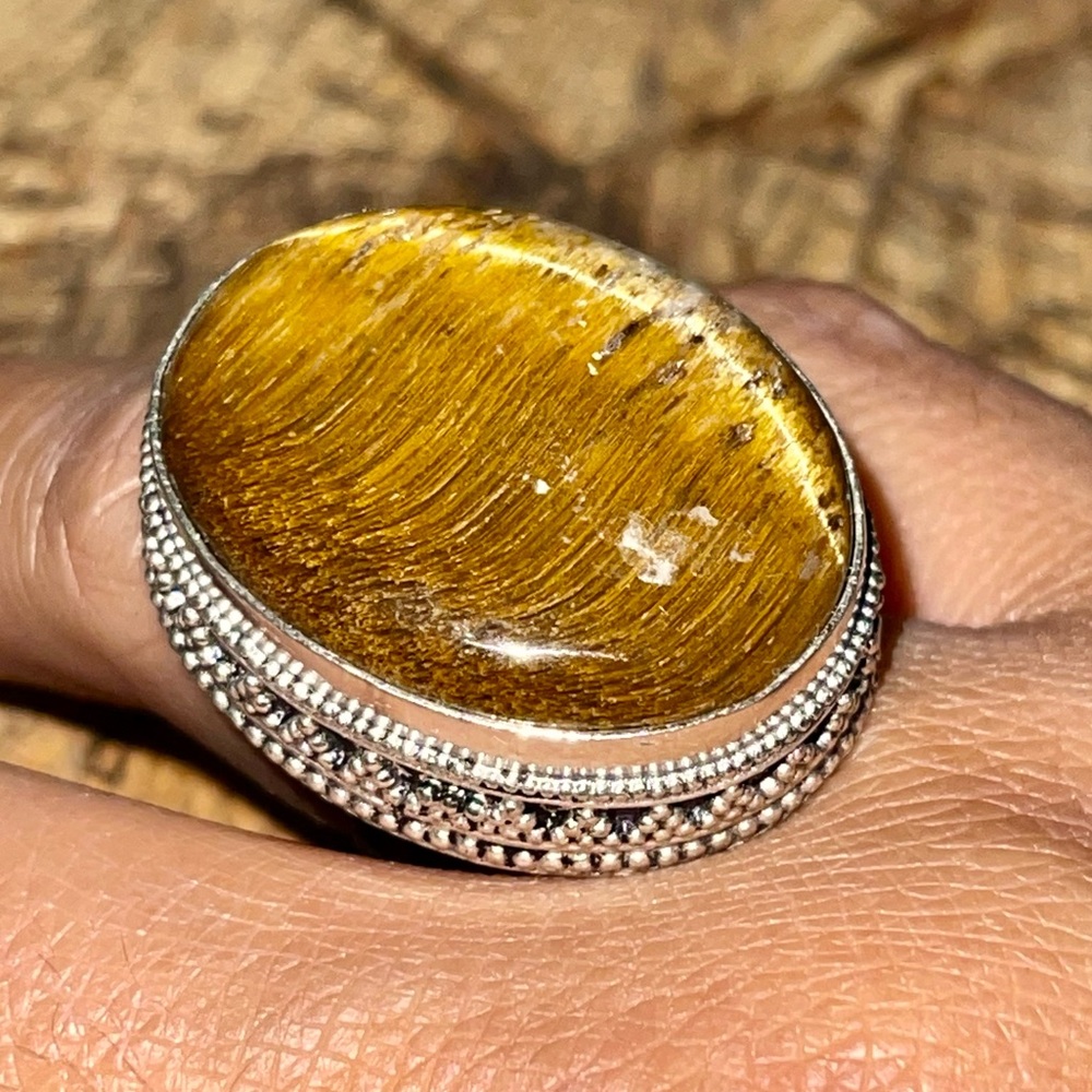 Golden Chatoyant Tigereye Ring Size 7 1/2
